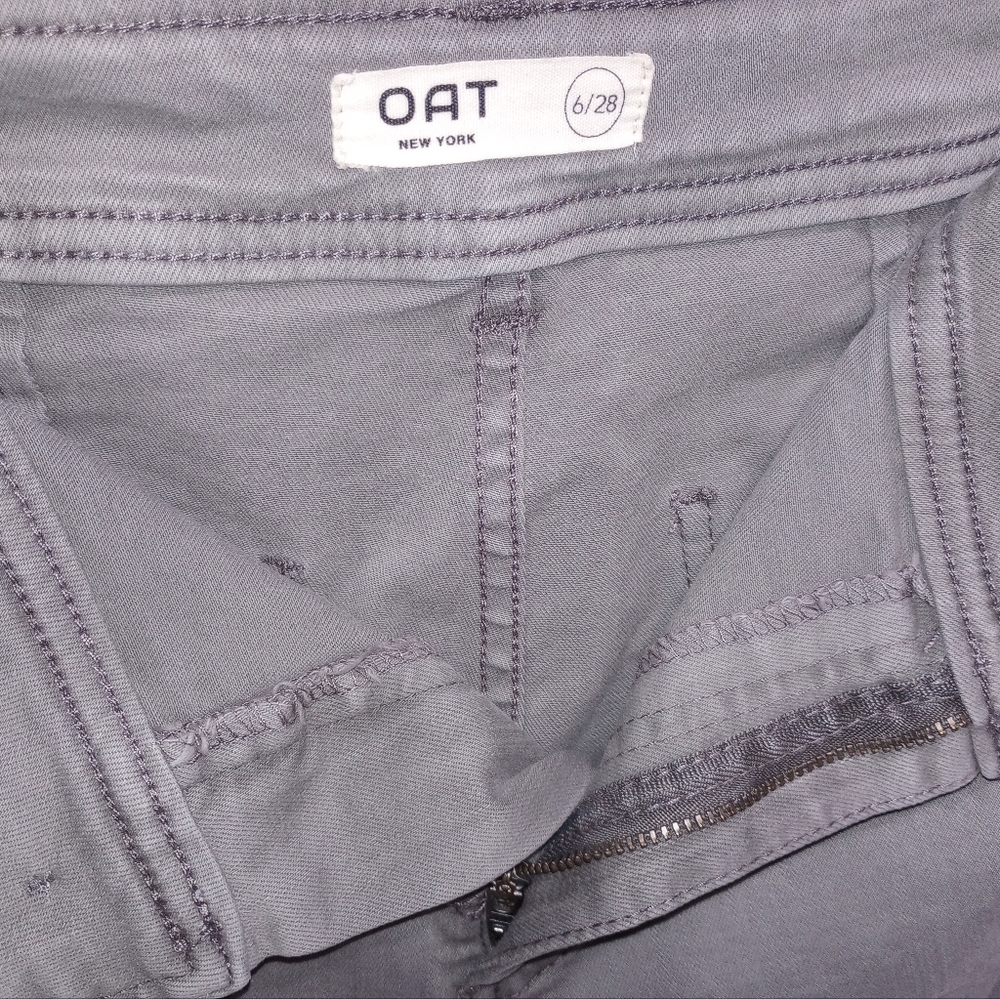 Oat New York Size 6 Women's 11" Wide Leg Jeans Gray Raw Hem Scandi Coastal - Picture 5 of 11